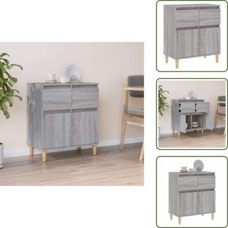 The Living Store Credenza Grigio Sonoma 60x35x70 cm in Legno Multistrato - Credenza grigia