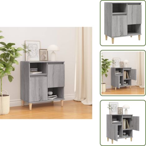 The Living Store Credenza Grigio Sonoma 60x35x70 cm in Legno Multistrato - Credenza grigia