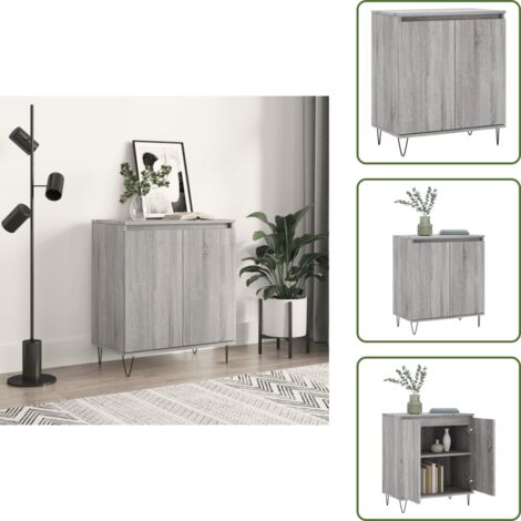 The Living Store Credenza Grigio Sonoma 60x35x70 cm in Legno Multistrato - Credenza grigio sonoma