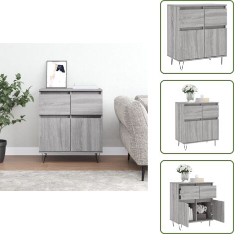 The Living Store Credenza Grigio Sonoma 60x35x70 cm in Legno Multistrato - Credenza grigio sonoma