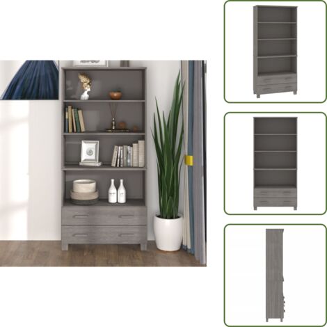 The Living Store Credenza HAMAR in Legno Massello di Pino Grigio Chiaro - Scaffale in legno