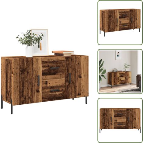 The Living Store Credenza Legno Antico 100x36x60 cm in Legno Multistrato - Credenza antica