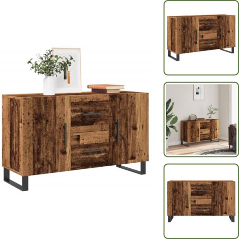 The Living Store Credenza Legno Antico 100x36x60 cm in Legno Multistrato - Credenza antica