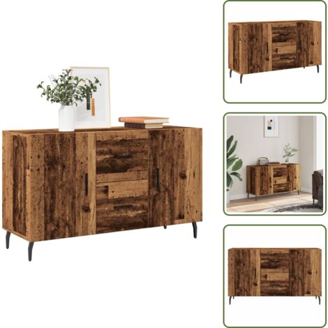 The Living Store Credenza Legno Antico 100x36x60 cm in Legno Multistrato - Credenza antica