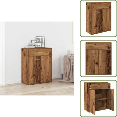 The Living Store Credenza Legno Antico 60x30x75 cm in Legno Multistrato - Credenza antica