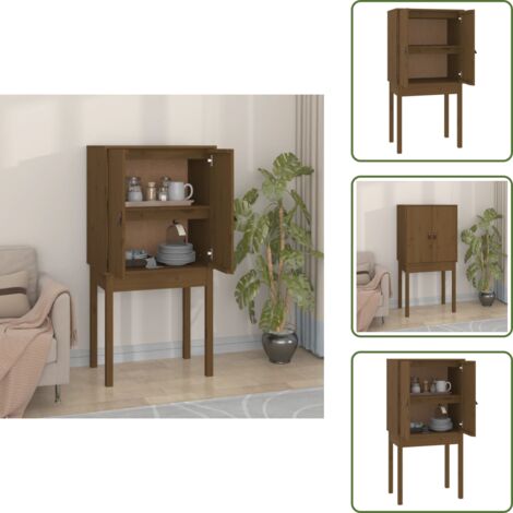The Living Store Credenza Marrone Ambra 60x40x120 cm in Legno Massello di Pino - Credenza marrone ambra