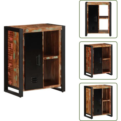 The Living Store Credenza Multicolore 55x35x70 cm in Legno Massello Recupero - Credenza in legno riciclato