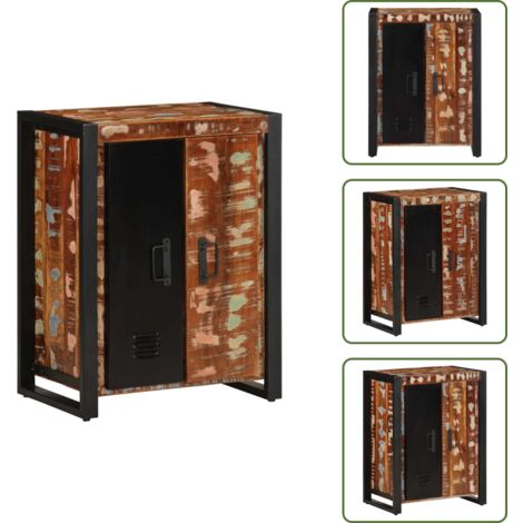 The Living Store Credenza Multicolore 55x35x70 cm in Legno Massello Recupero - Credenza in legno riciclato