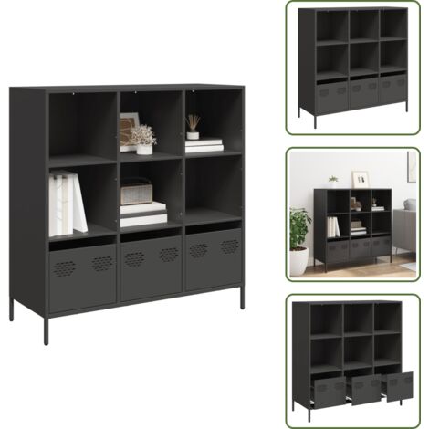The Living Store Credenza Nera 101,5x39x103,5 cm in Acciaio - Credenza nera