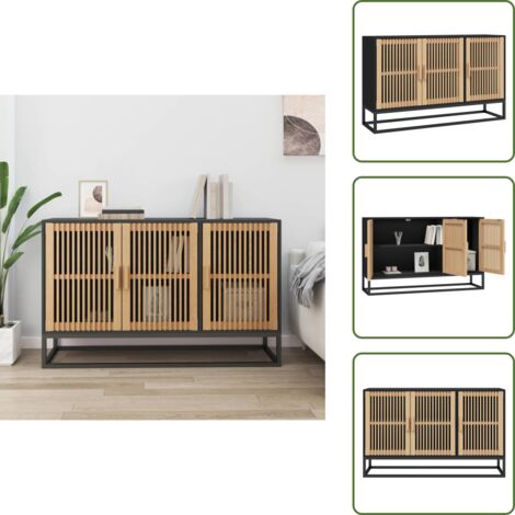 The Living Store Credenza Nera 105x30x65 cm in Legno Multistrato - Credenza nera
