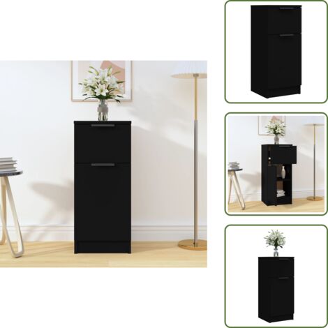 The Living Store Credenza Nera 30x30x70 cm in Legno Multistrato - Credenza nera