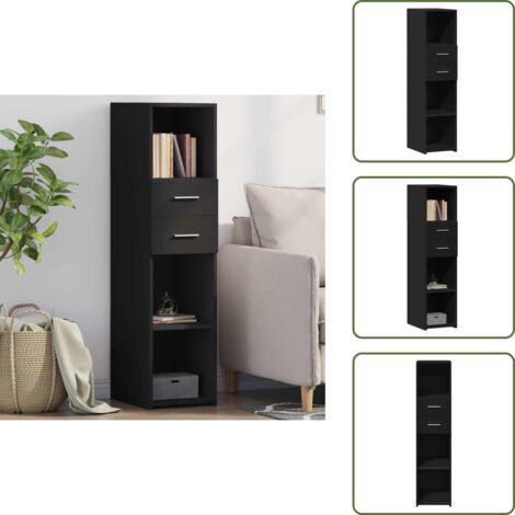 The Living Store Credenza Nera 30x42,5x124 cm in Legno Multistrato - Credenza nera