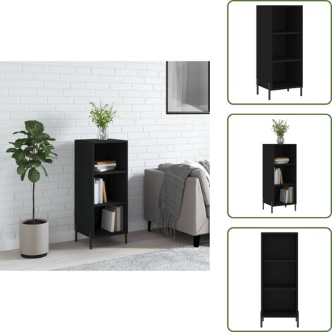 The Living Store Credenza Nera 34,5x32,5x90 cm in Legno Multistrato - Credenza nera