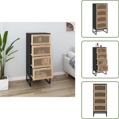 The Living Store Credenza Nera 40x30x95 cm in Legno Multistrato - Credenza nera