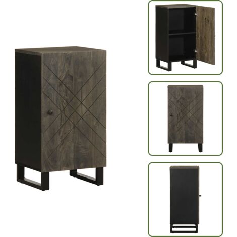 The Living Store Credenza Nera 40x33x75 cm in Legno Massello di Mango - Credenza nera