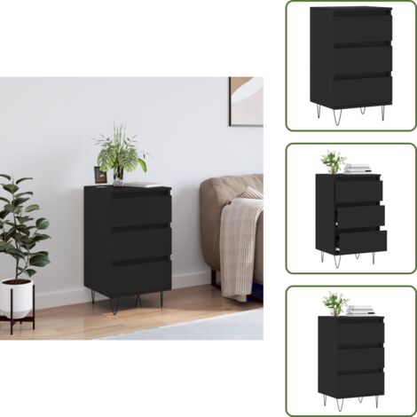 The Living Store Credenza Nera 40x35x70 cm in Legno Multistrato - Credenza nera