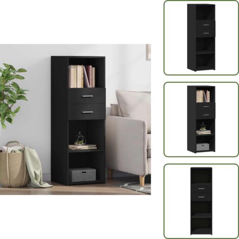 The Living Store Credenza Nera 40x42,5x124 cm in Legno Multistrato - Credenza nera