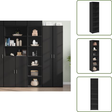 The Living Store Credenza Nera 45x41x185 cm in Legno Multistrato - Credenza nera