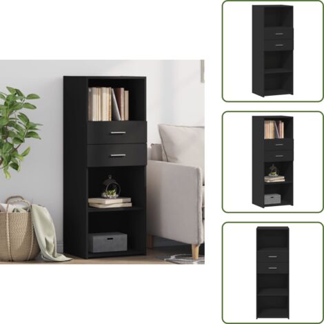 The Living Store Credenza Nera 45x42,5x124 cm in Legno Multistrato - Credenza nera