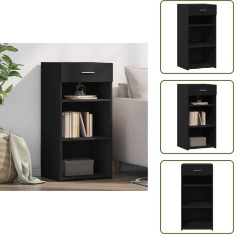 The Living Store Credenza Nera 45x42,5x93 cm in Legno Multistrato - Credenza nera