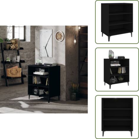 The Living Store Credenza Nera 57x35x70 cm in Legno Multistrato - Credenza nera