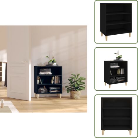 The Living Store Credenza Nera 57x35x70 cm in Legno Multistrato - Credenza nera