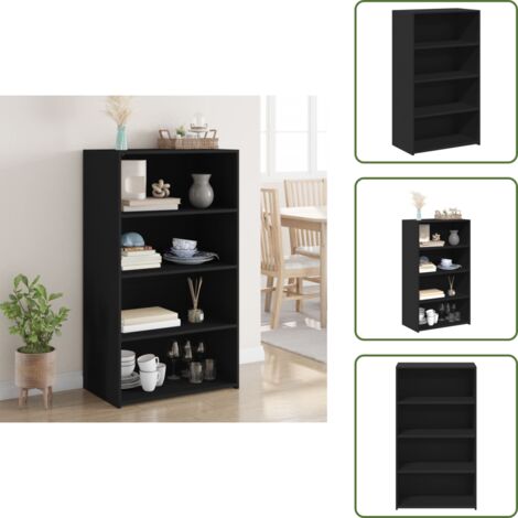 The Living Store Credenza Nera 70x41x124 cm in Legno Multistrato - Credenza nera