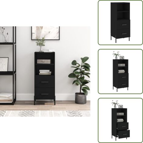 The Living Store Credenza Nero 34,5x34x90 cm in Legno Multistrato - Credenza moderna
