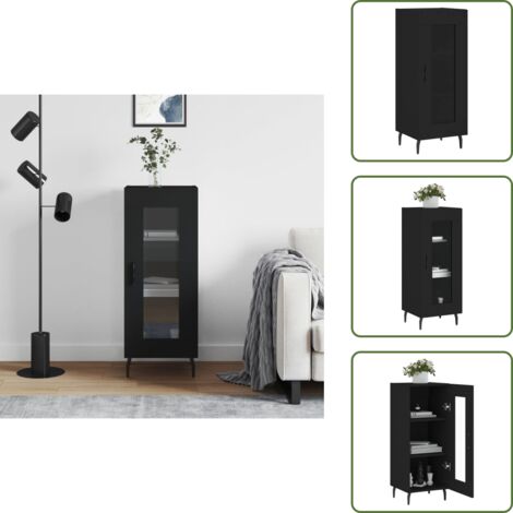 The Living Store Credenza Nero 34,5x34x90 cm in Legno Multistrato - Credenza nero
