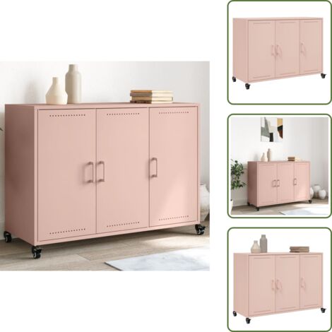 The Living Store Credenza Rosa 100,5x39x72 cm in Acciaio - Credenza rosa