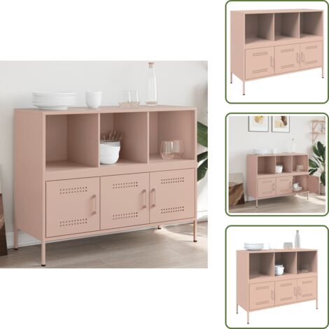 The Living Store Credenza Rosa 100,5x39x79 cm in Acciaio - Credenza rosa