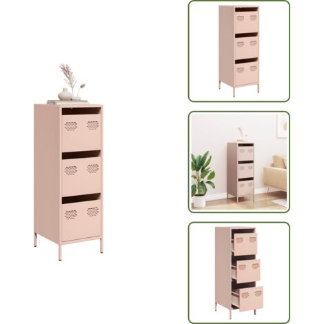 The Living Store Credenza Rosa 39x35x103,5 cm in Acciaio - Credenza rosa