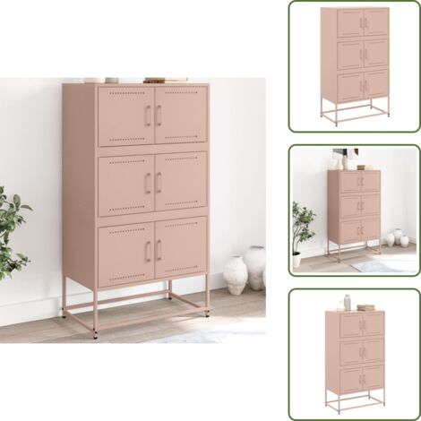 The Living Store Credenza Rosa 68,5x38,5x123,5 in Acciaio - Credenza rosa