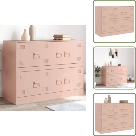 The Living Store Credenza Rosa 99x39x73 cm in Acciaio - Credenza rosa