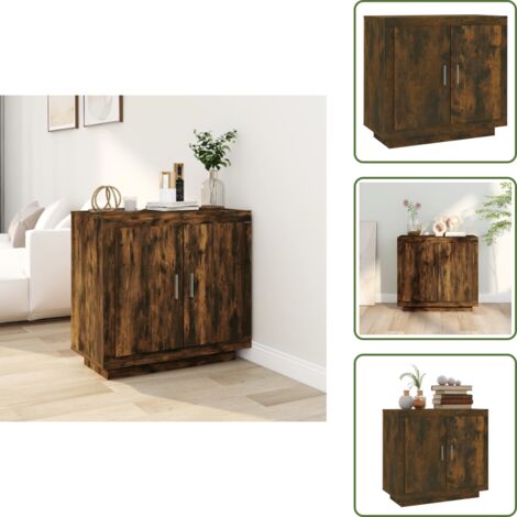 The Living Store Credenza Rovere Anticato 80x40x75 cm in Legno Multistrato - Credenza rovere