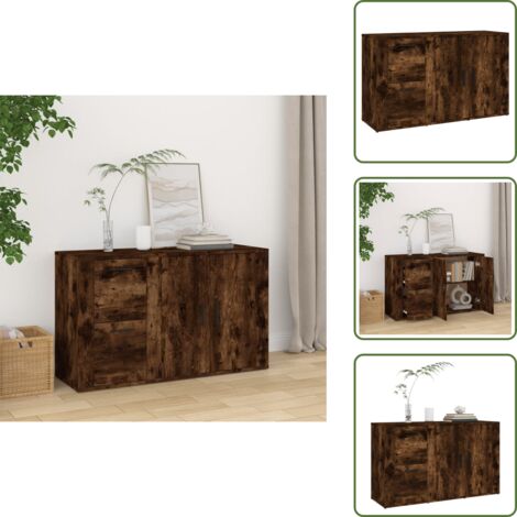 The Living Store Credenza Rovere Fumo 100x33x59,5 cm in Legno Multistrato - Credenza in legno multistrato