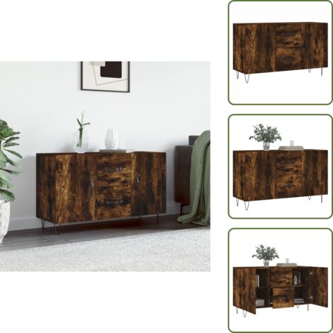 The Living Store Credenza Rovere Fumo 100x36x60 cm in Legno Multistrato - Credenza moderna