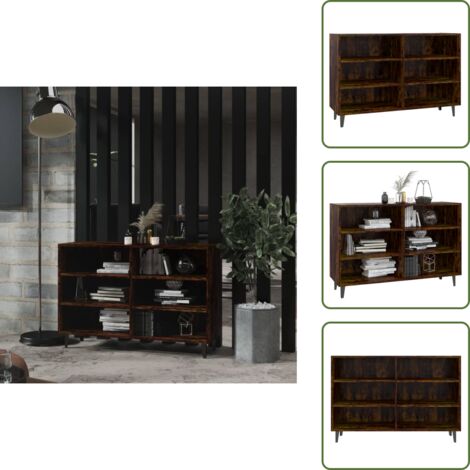 The Living Store Credenza Rovere Fumo 103,5x35x70 cm in Truciolato - Armadio con ripiani