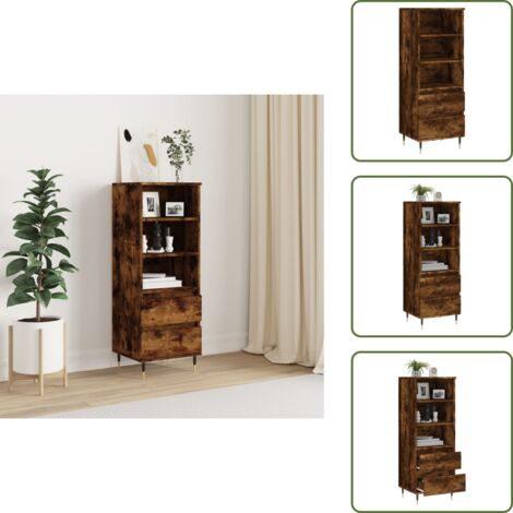 The Living Store Credenza Rovere Fumo 40x36x110 cm in Legno Multistrato - Credenza industriale