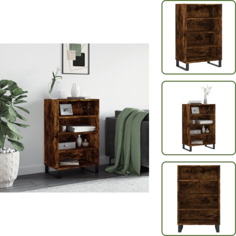 The Living Store Credenza Rovere Fumo 57x35x90 cm in Legno Multistrato - Credenza in legno