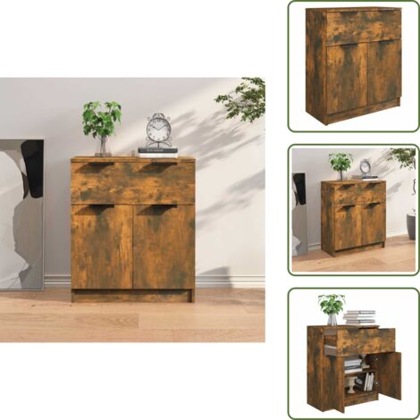 The Living Store Credenza Rovere Fumo 60x30x70 cm in Legno tecnico - Credenza moderna