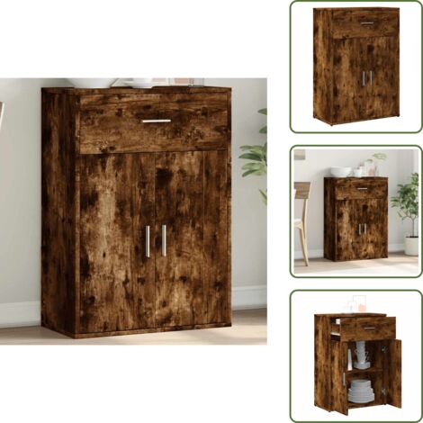The Living Store Credenza Rovere Fumo 60x30x84 cm in Legno Multistrato - Credenza multistrato