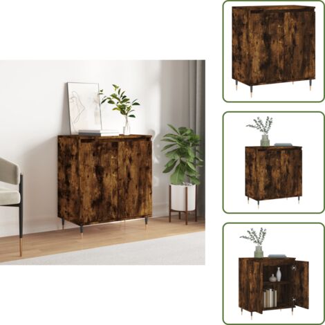 The Living Store Credenza Rovere Fumo 60x35x70 cm in Legno Multistrato - Credenza in legno multistrato