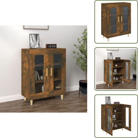 The Living Store Credenza Rovere Fumo 69,5x34x90 cm in Legno Multistrato - Credenza in legno multistrato