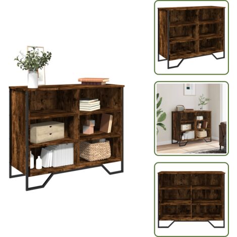 The Living Store Credenza Rovere Fumo 91x35,5x74,5 cm in Legno Multistrato - Credenza moderna