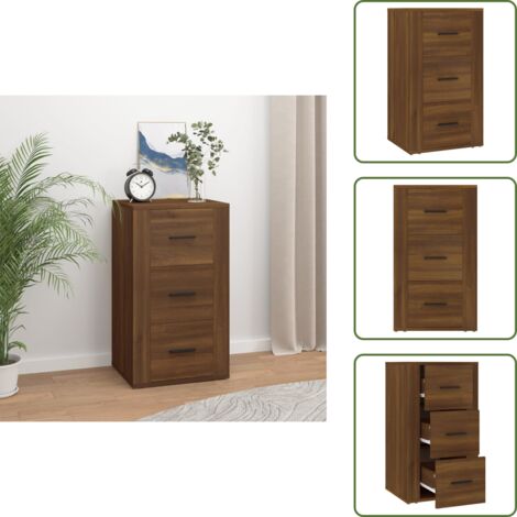 The Living Store Credenza Rovere Marrone 40x33x70 cm in Legno Multistrato - Credenza marrone