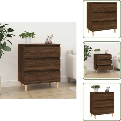 The Living Store Credenza Rovere Marrone 60x35x70 cm in Legno Multistrato - Credenza marrone