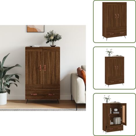The Living Store Credenza Rovere Marrone 69,5x31x115 cm in Legno Multistrato - Credenza marrone