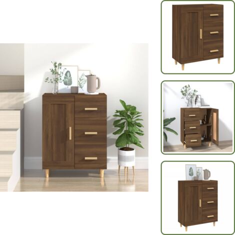 The Living Store Credenza Rovere Marrone 69,5x34x90 cm in Legno Multistrato - Credenza marrone