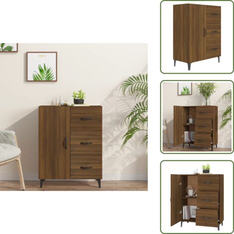 The Living Store Credenza Rovere Marrone 69,5x34x90 cm in Legno Multistrato - Credenza marrone
